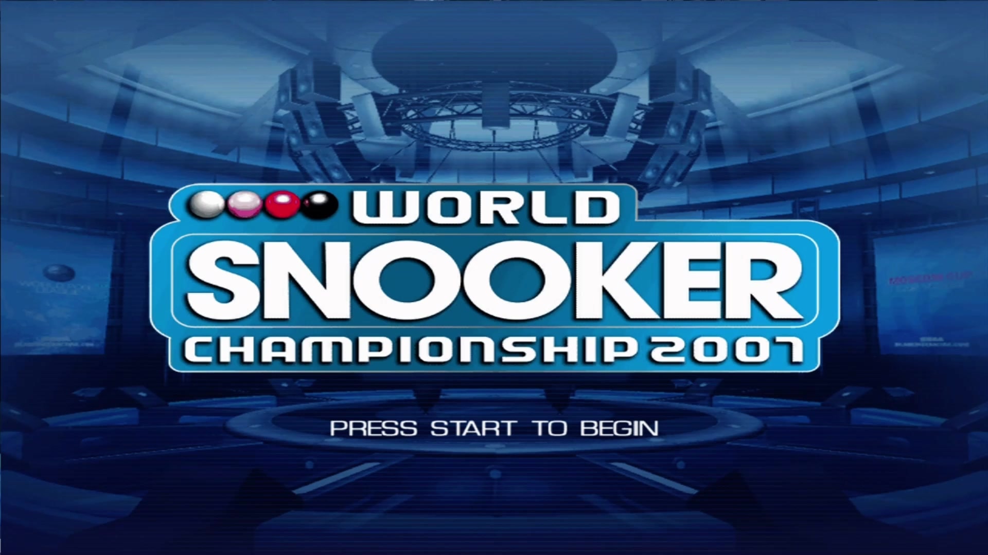World Snooker Championship 2007 title screen for Xbox 360